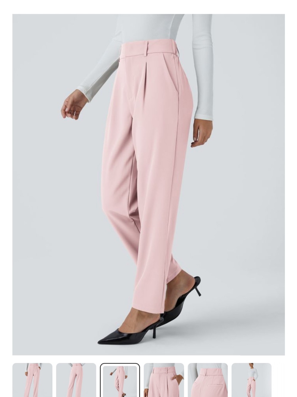 HALARA pale Pink High-Rise Straight-Leg Pleated Pants